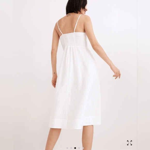 NWT Madewell Linen-Cotton Cami Button-Front Midi Dress, Size 0 - Picture 3 of 12